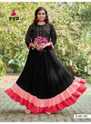 Black With Peach Colour Border London Dream Reyon 14 kg With Print Long Gown 167